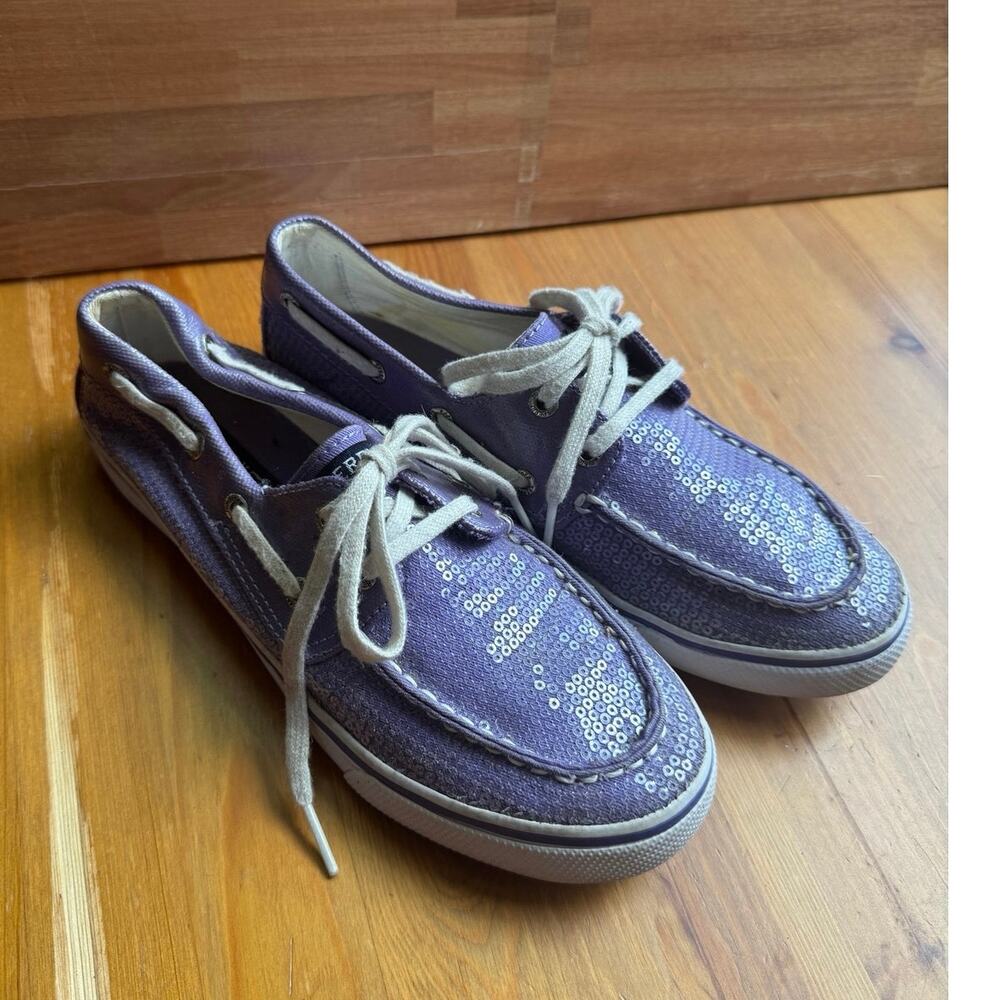 Sperry Top-Sider Bahama Purple Jersey Sequin Boat Shoe size 4